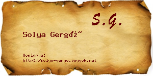 Solya Gergő névjegykártya